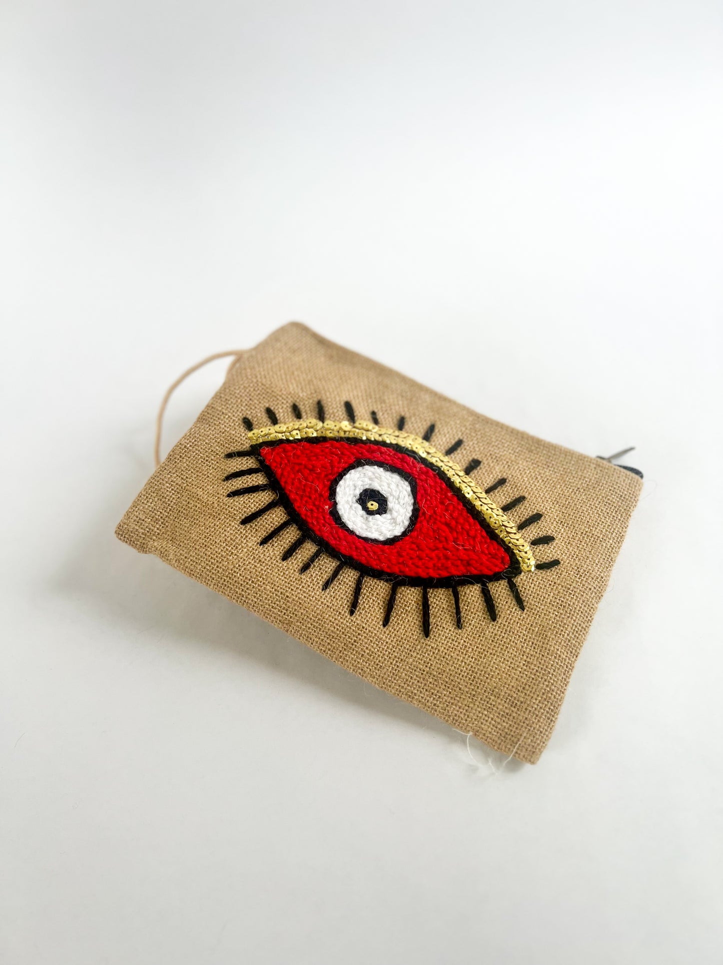 Burlap Red “Evil Eye” Wrist Bag