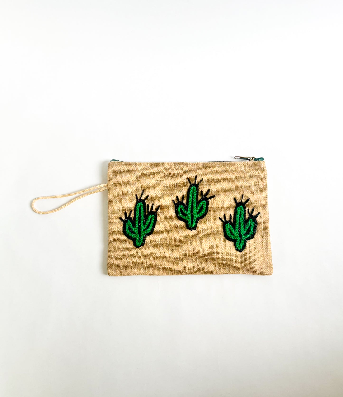 Burlap "Cactus" Wrist Bag