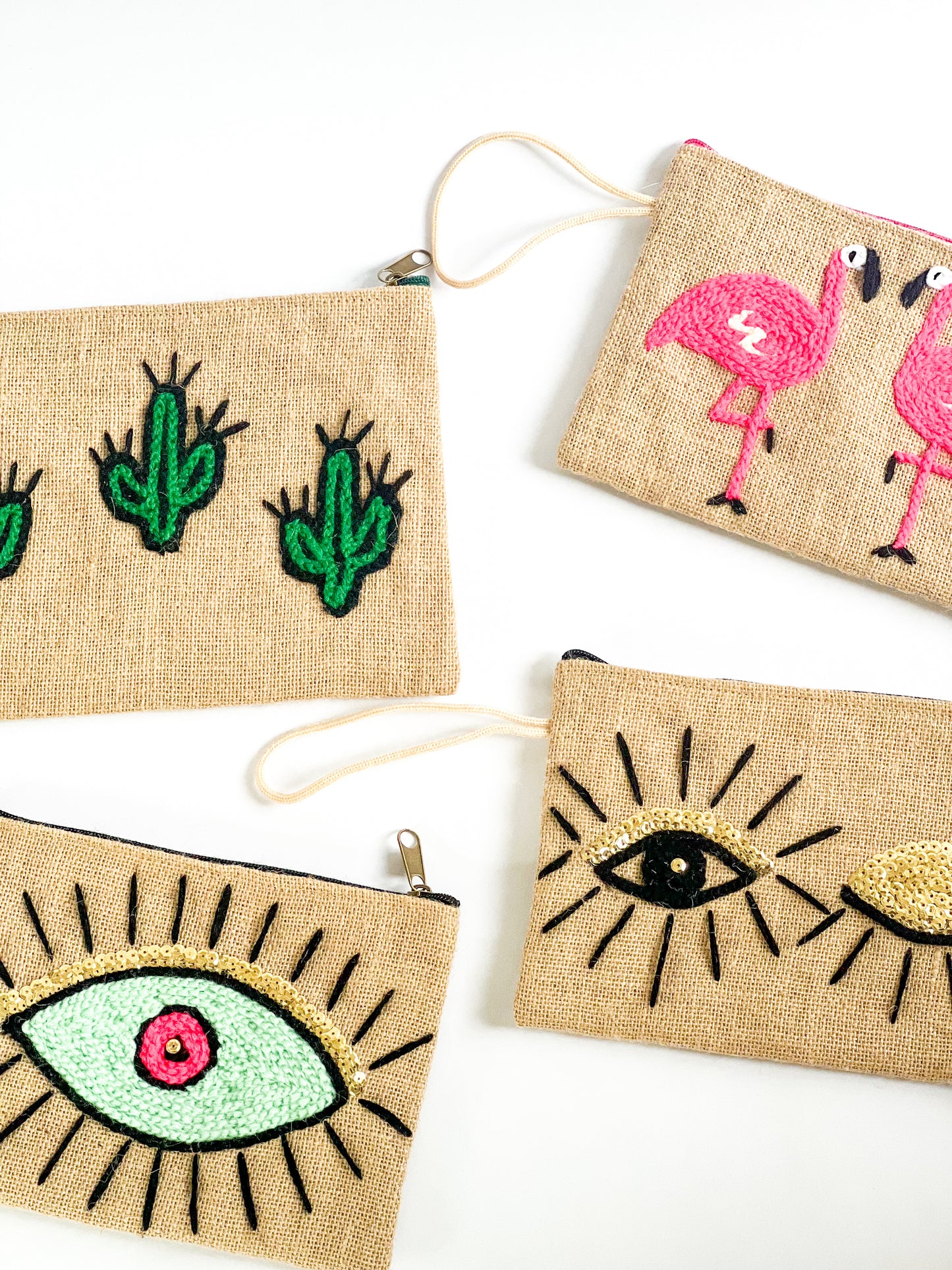 Burlap "Cactus" Wrist Bag