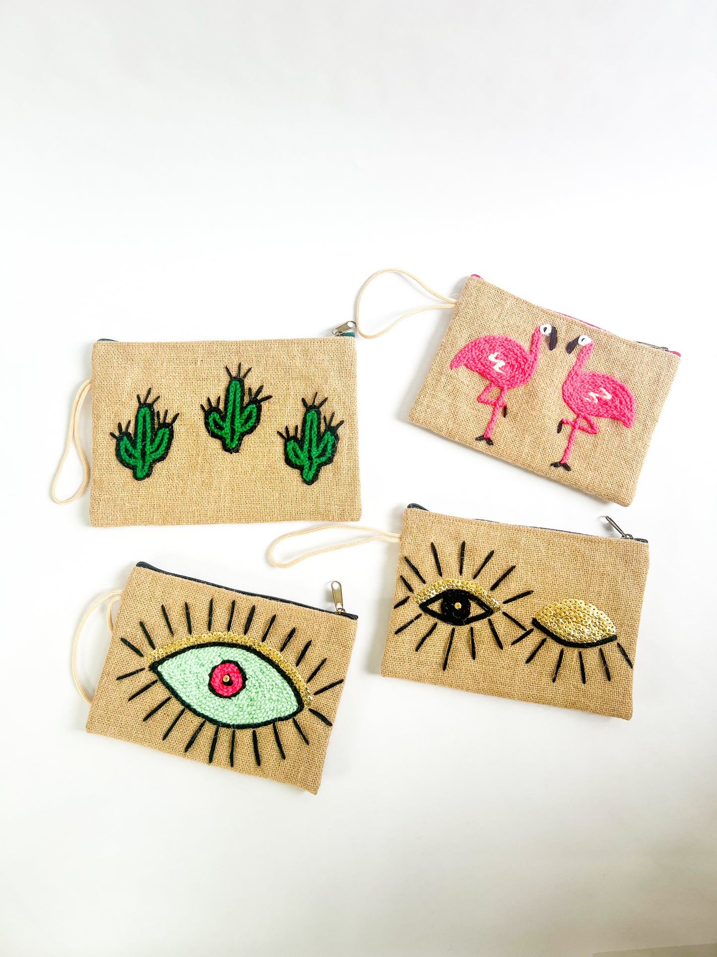 Burlap "Cactus" Wrist Bag