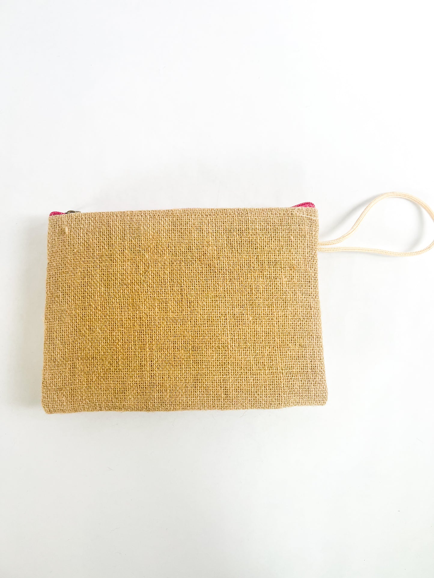 Burlap “Flamingo” Wrist Bag