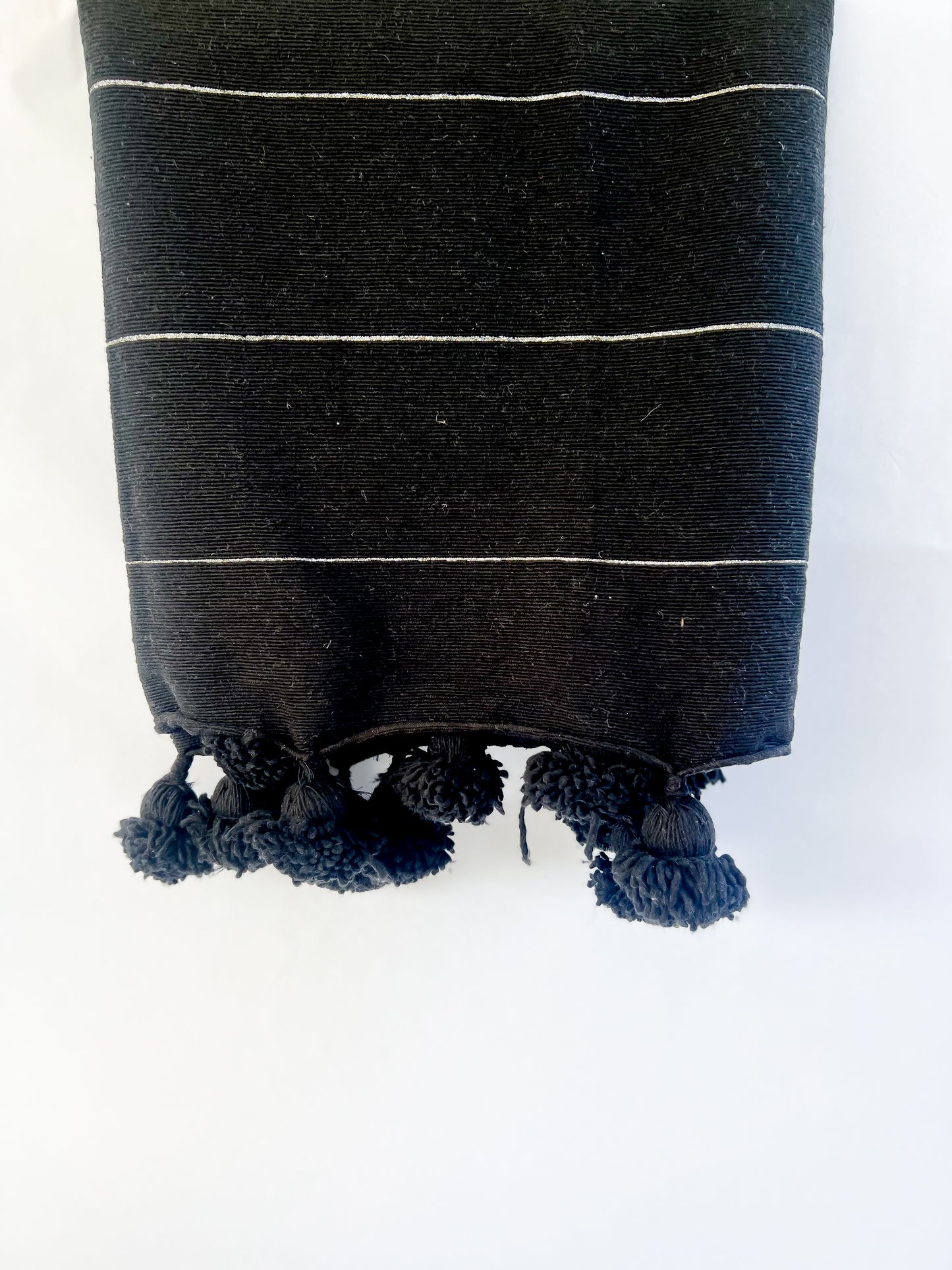 Black Moroccan Pom Pom Blanket