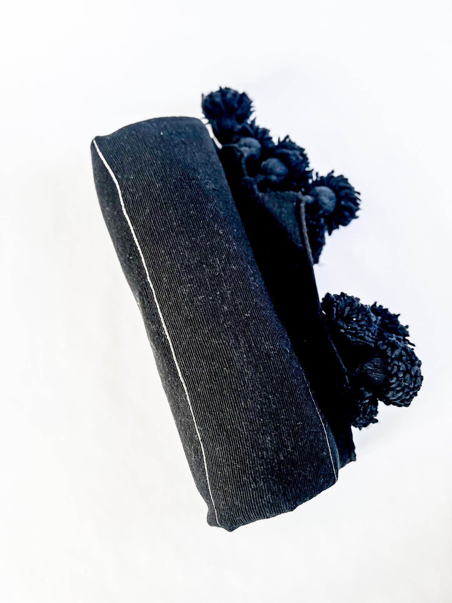 Black Moroccan Pom Pom Blanket