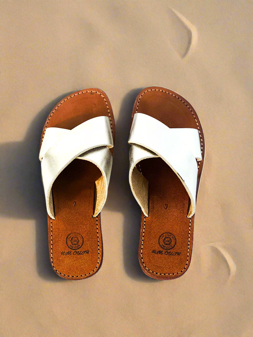 silver, leather, moroccan, sandals