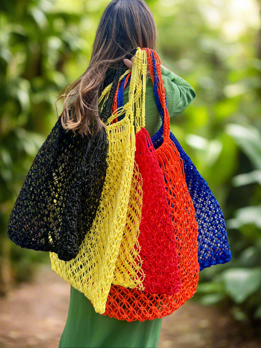 Black Open Weave Tote Bag
