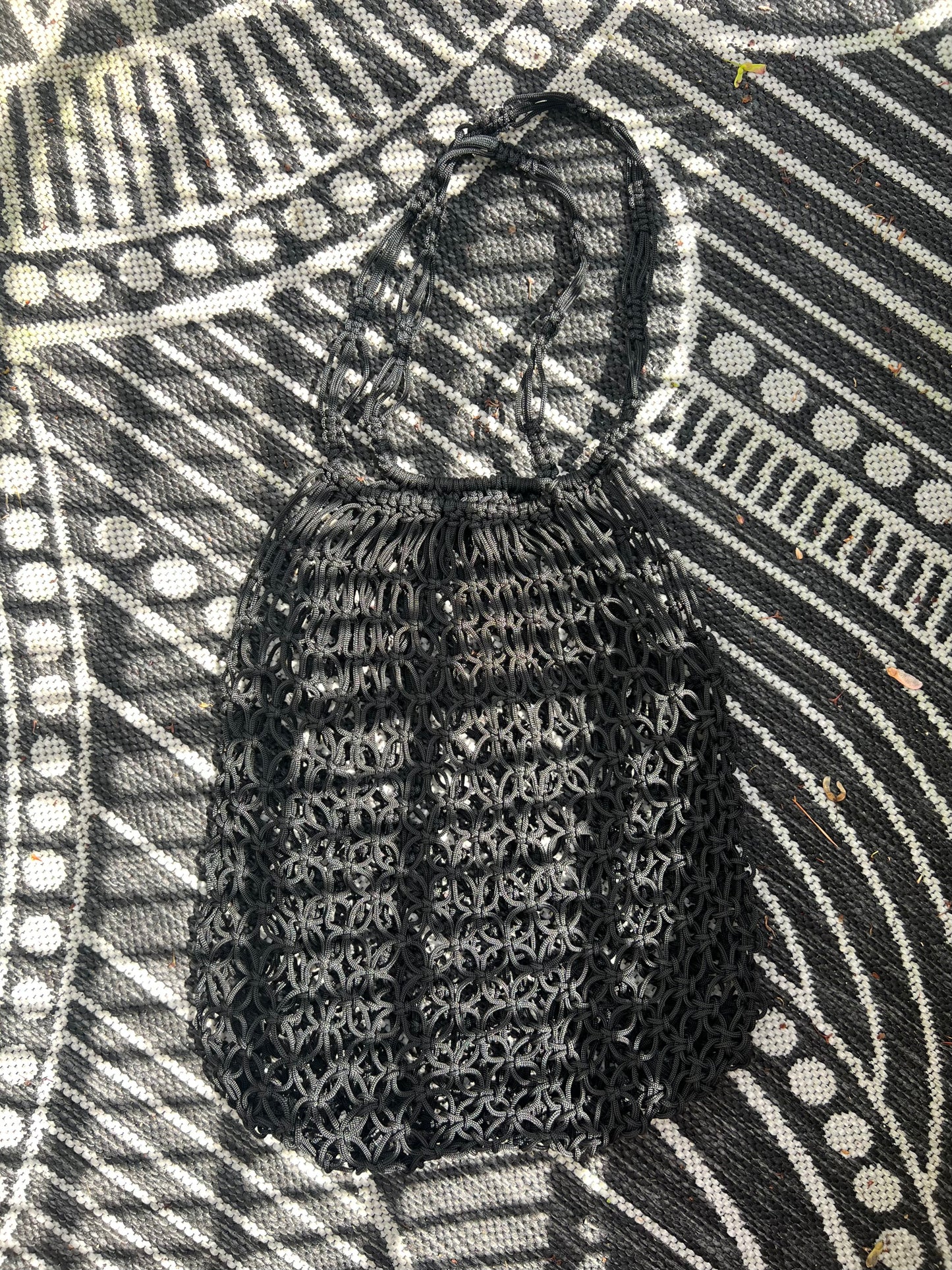 Black Open Weave Tote Bag