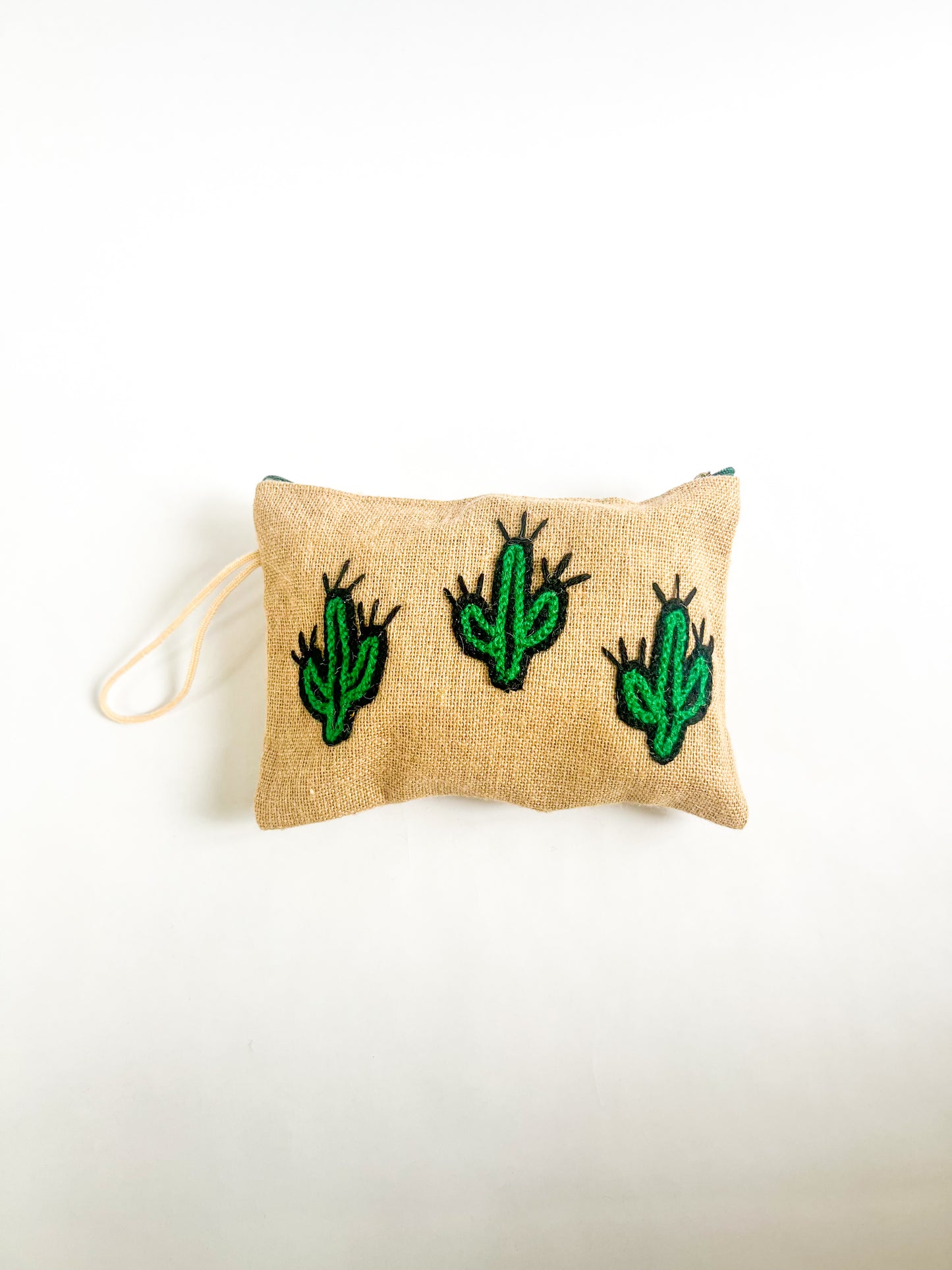 Burlap "Cactus" Wrist Bag
